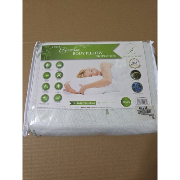 Great Bay Home Other - Great Bay Home 2 Pack Bamboo Body Pillow Zippered Covers 20"x54" Protectors New